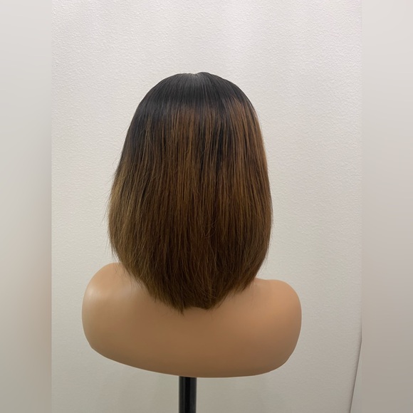 12” Ombré T1B/4 Brown, Bob Cut Lacefront Wig - Picture 5 of 13